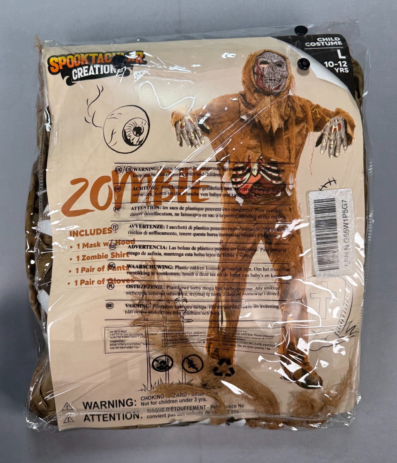 New Spooktacular Creation Zombie Costume Kids Large 10-12 Halloween Dress Up