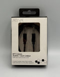 Ativa 6ft 3.5mm Black Audio Aux Cable Braided Cord Car Stereo Speaker Headphone