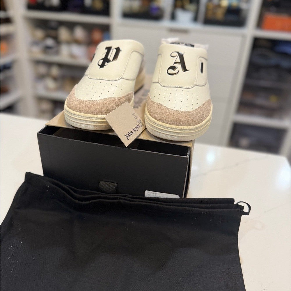 Palm Angels White and Tan Men's mule sneakers