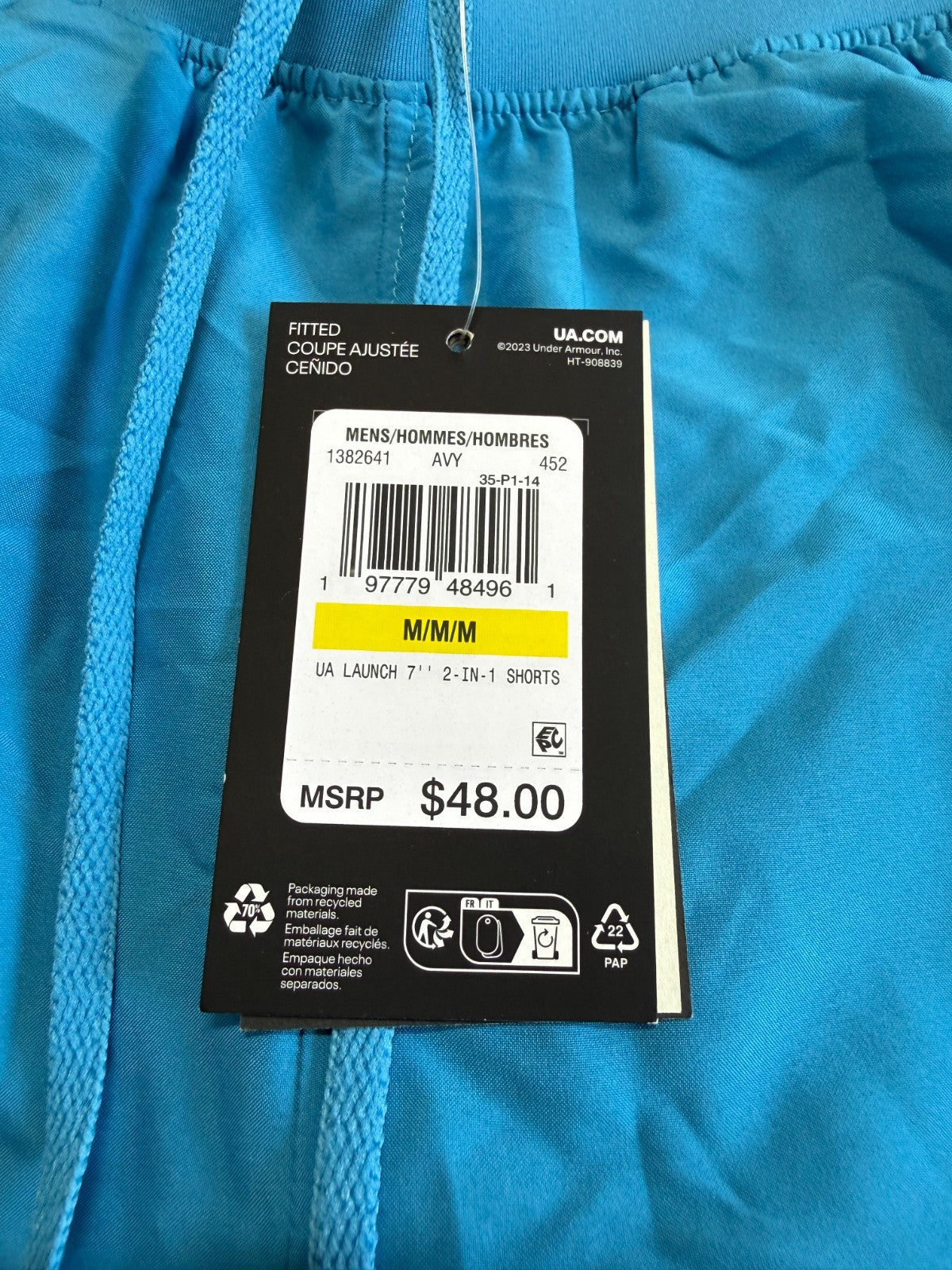 NWT Under Armour Launch Run 7" Shorts Men's Medium Blue Drawstring Lightweight