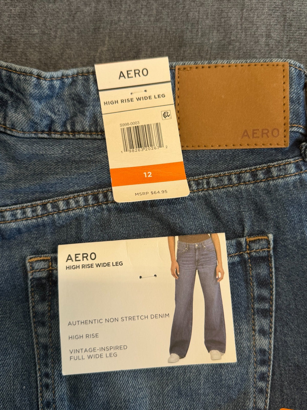 NWT Aeropostale Wide Leg Jeans Women's 12 Blue Denim High Rise Casual 100%Cotton