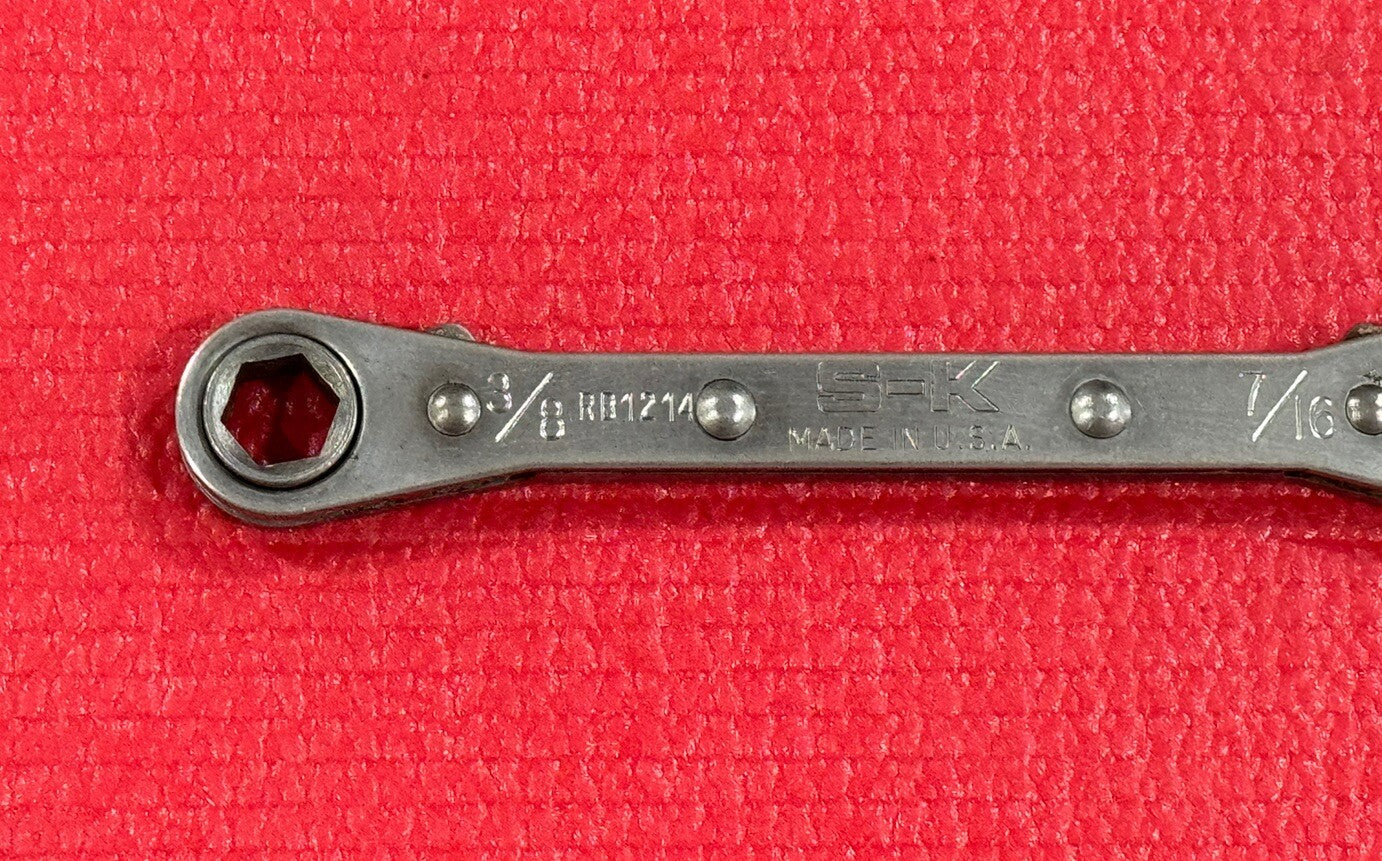 S-K Tools RB1214 3/8" X 7/16" Ratcheting Box End Wrench 6PT Made in USA Sk