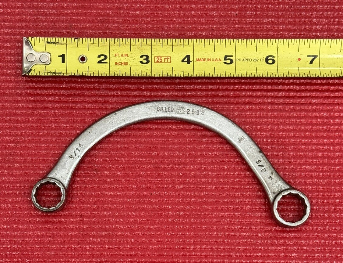 Vintage Giller 2518, 9/16" x 5/8" Obstruction Box Half Moon Wrench Made in USA