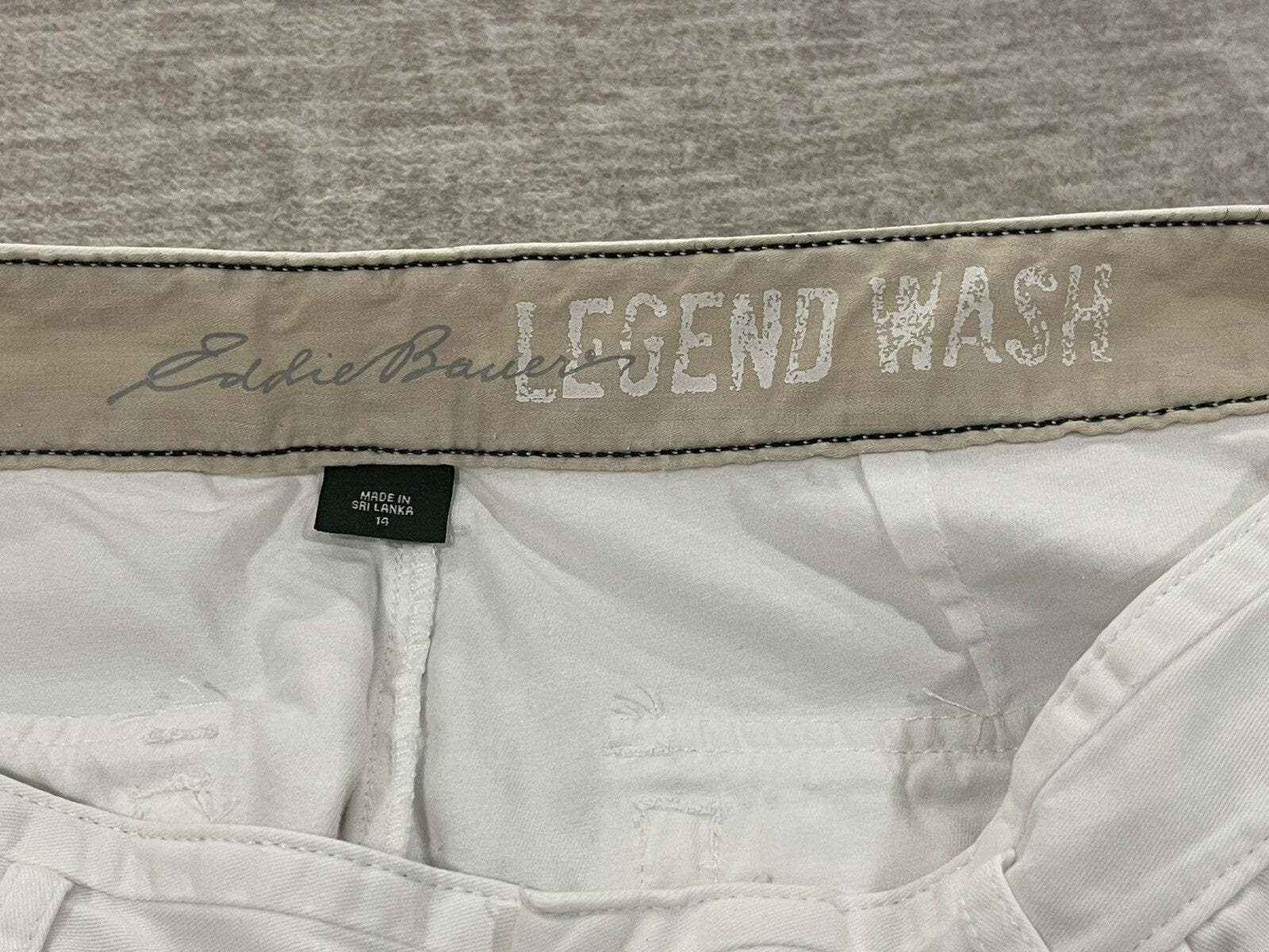 Eddie Bauer Womens Legend Wash Capri Pants Size 14 White Cotton