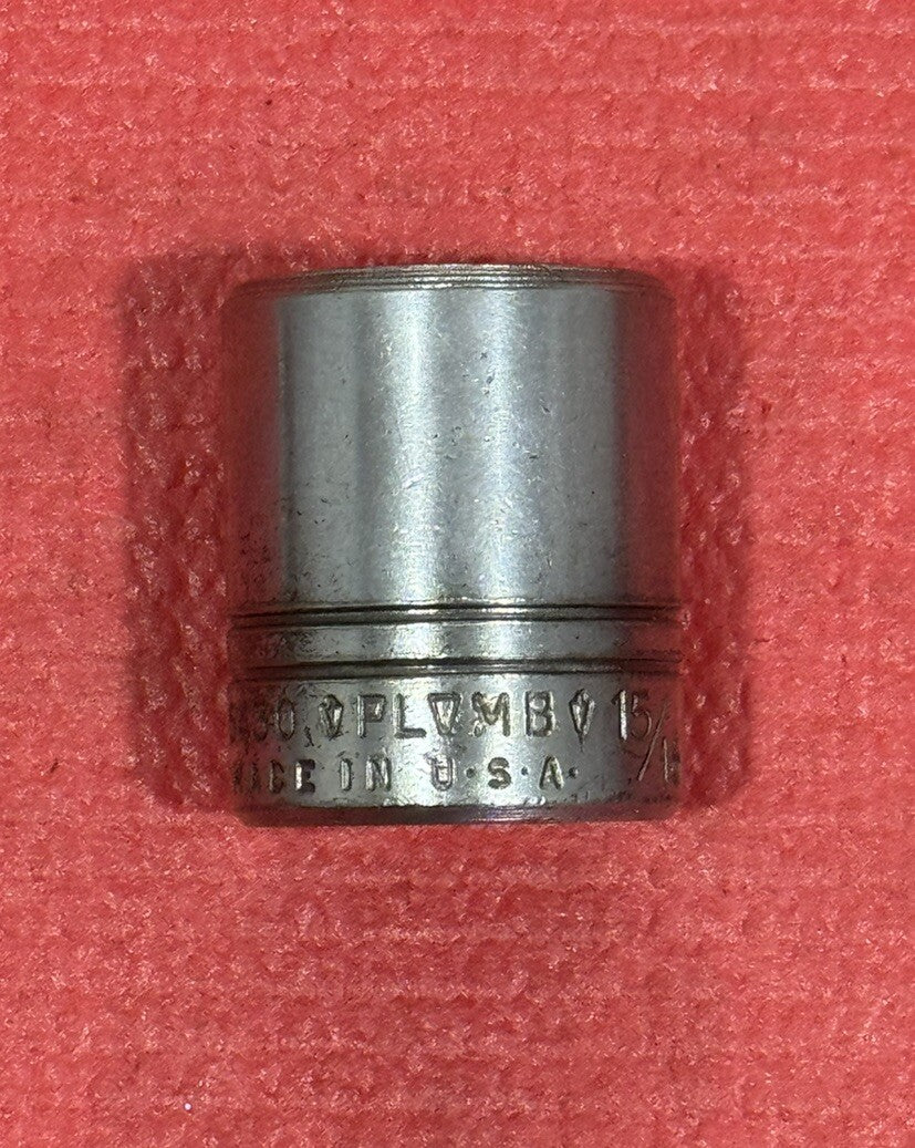 Vintage Plumb Plvmb 5430, 1/2" Drive 15/16" Shallow Socket 12PT Made in USA