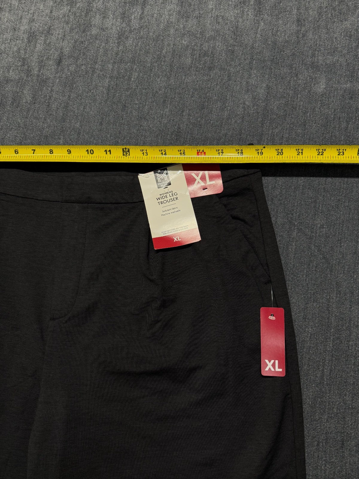 Member's Mark Wide-Leg Trouser Women's XL Black Soft-Knit Slash Pockets Hipster
