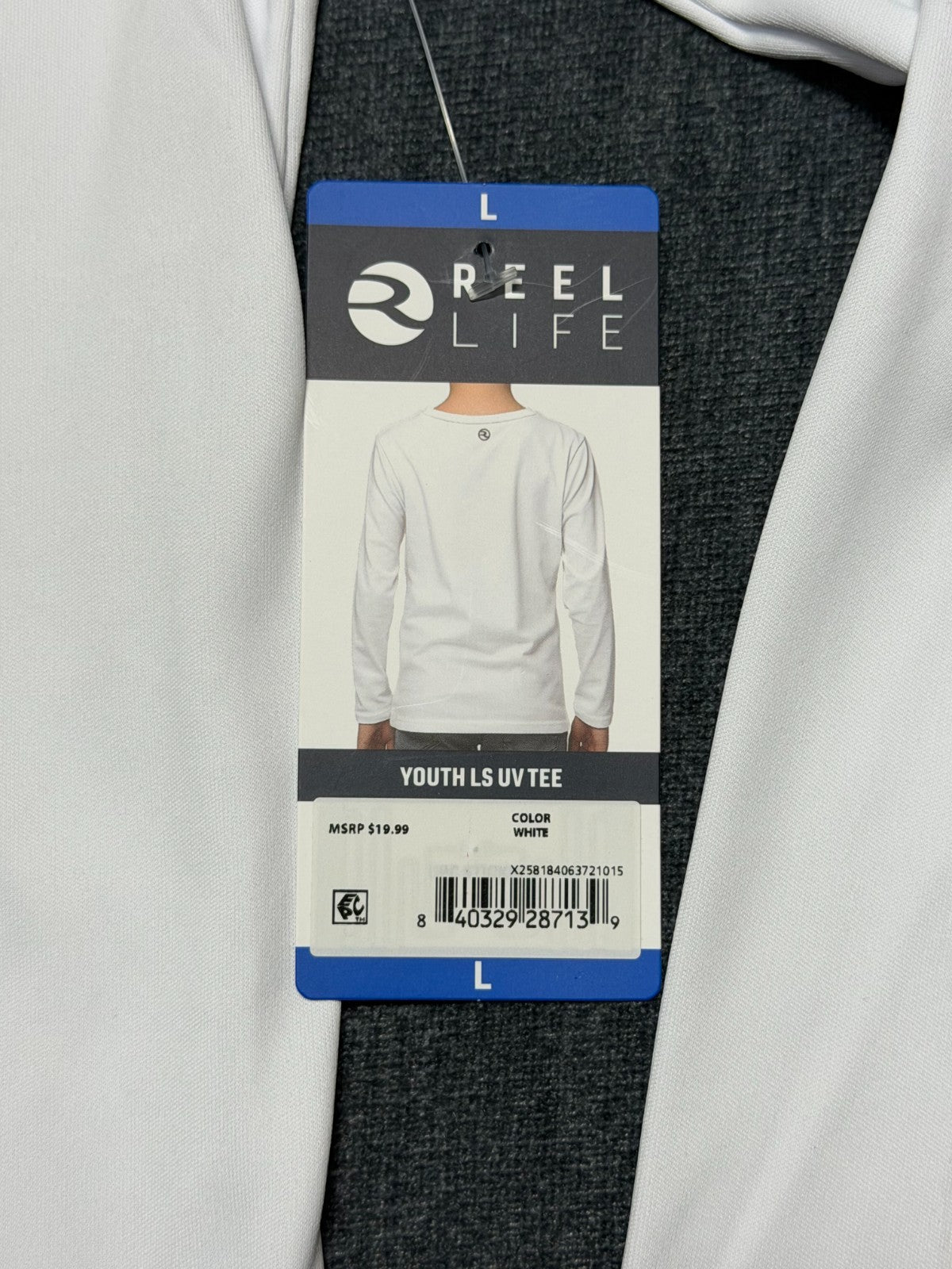 NWT Reel Life Beach Club UV T-Shirt Boys Large White Graphic Print Long Sleeve