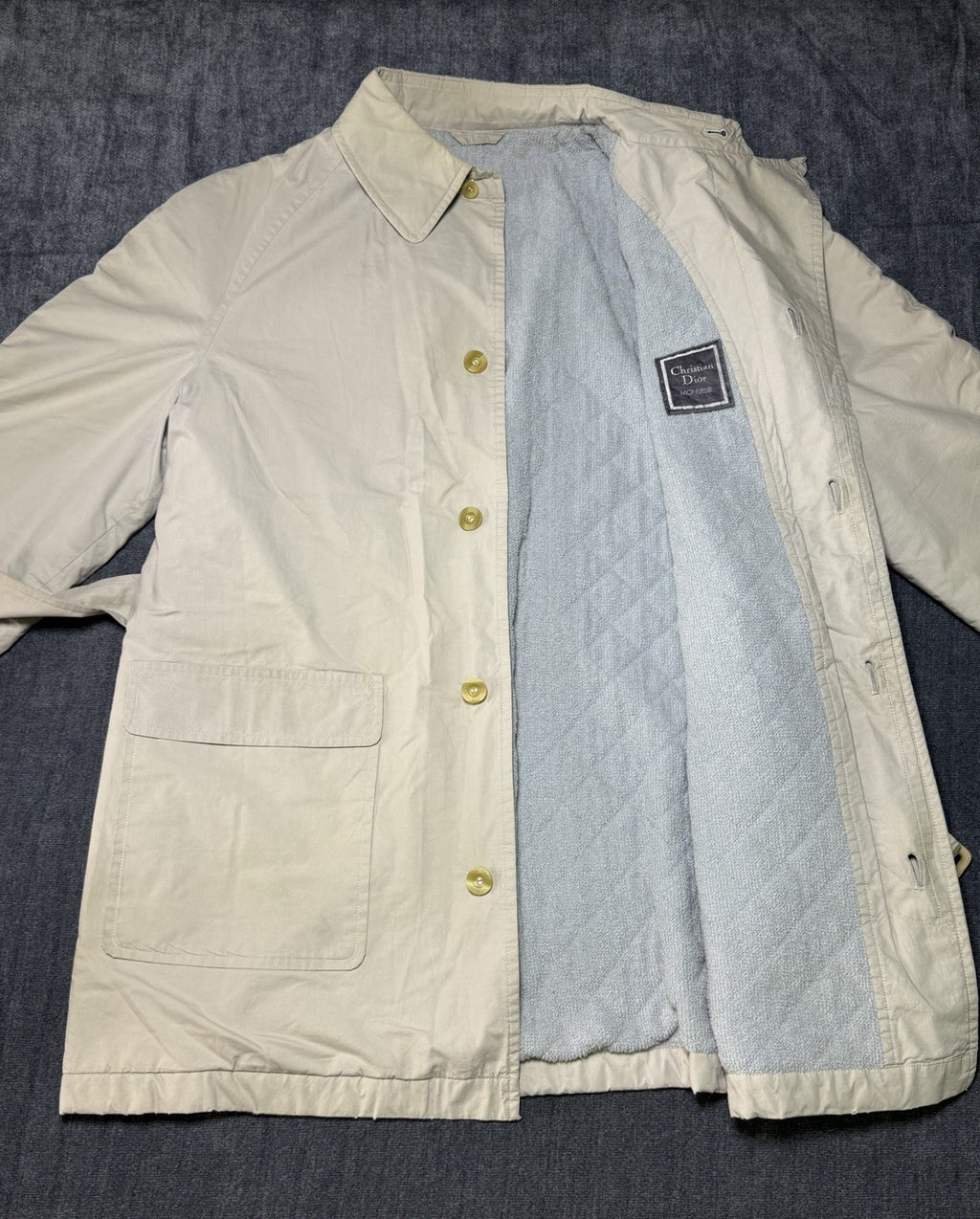 Vintage Christian Dior Monsieur Belted Terry Cloth Robe Beach Coverup Jacket COA