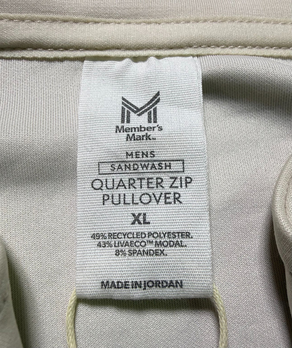 NWT Member's Mark Quarter Zip Pullover Sweatshirt Men's XL Beige Long Sleeve