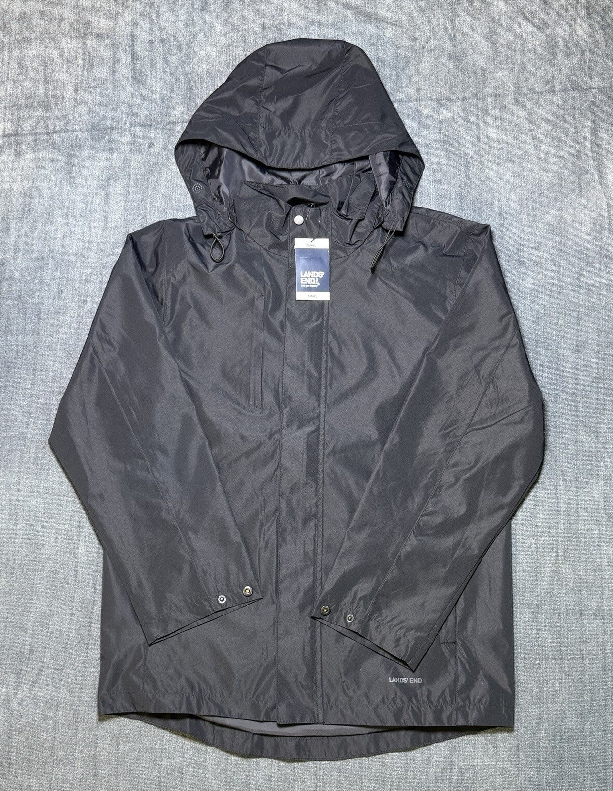 NWT Lands' End All-Weather 3-in-1 Jacket Men's Small Black Full-Zip Hooded