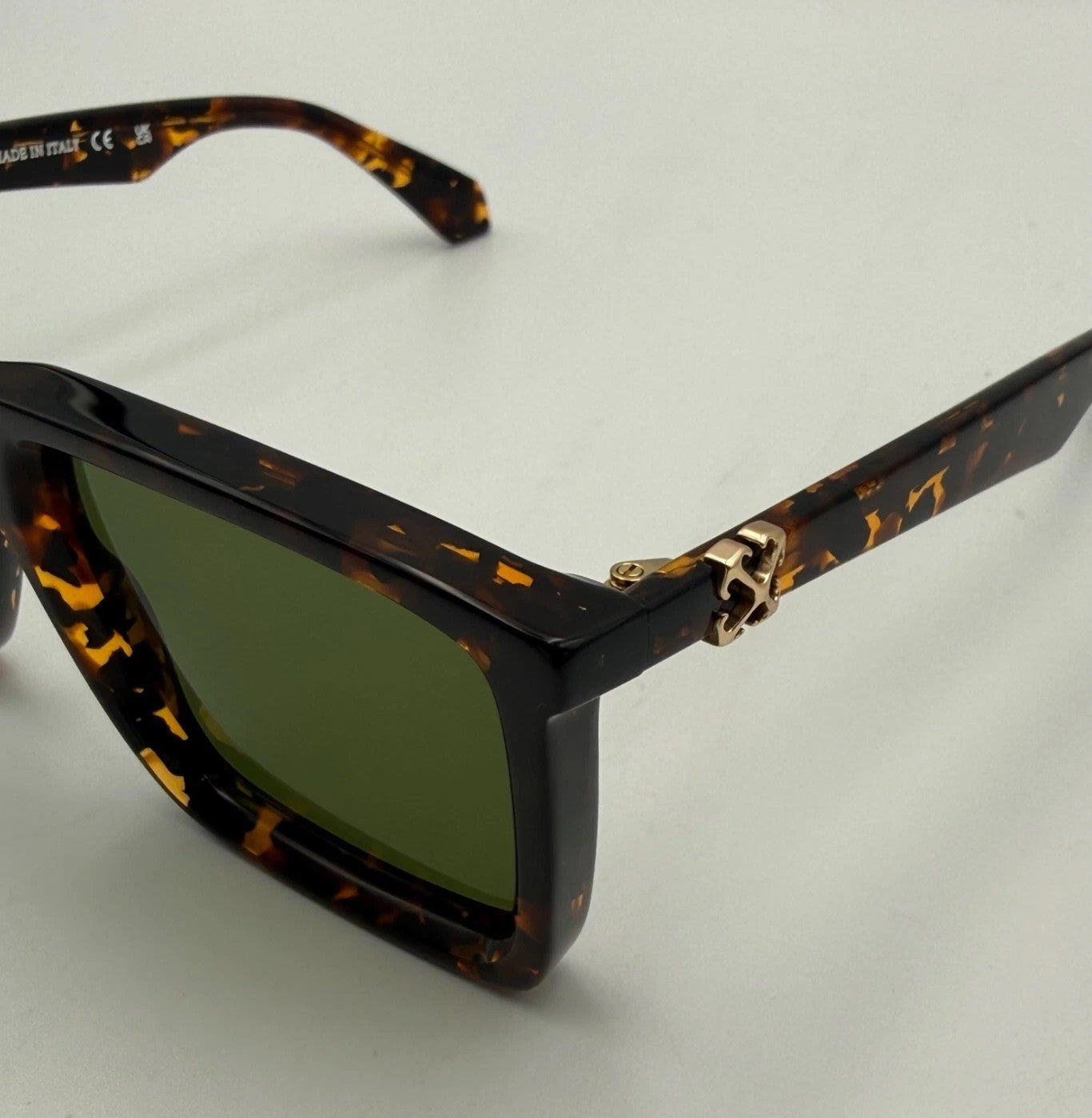 New Off-White Stratford Havana Square Sunglasses Men's Tortoise Shell Green Lens