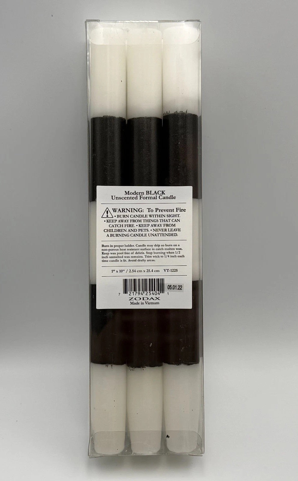 Zodax Modern & Festive Formal Taper Candles Black & White Stripe - 10" Set of 6