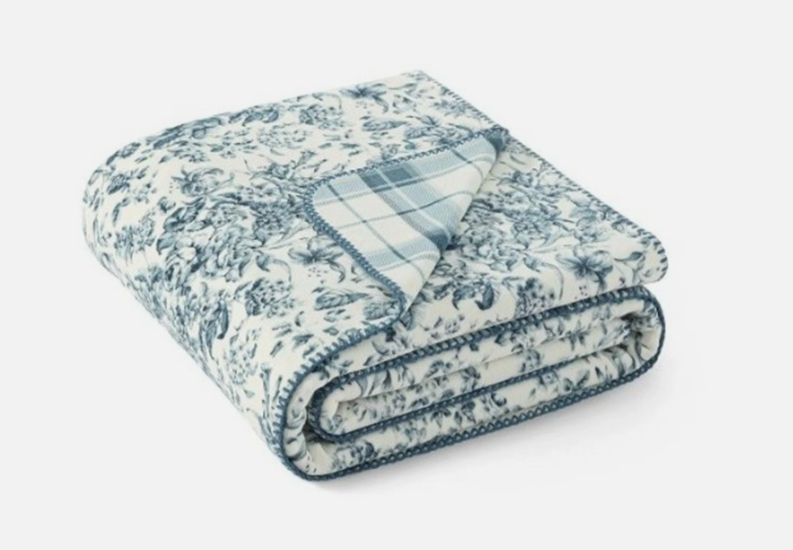 Laura Ashley Coco Luxe Plush Reversible throw blanket 60"x70" CHOOSE COLOR