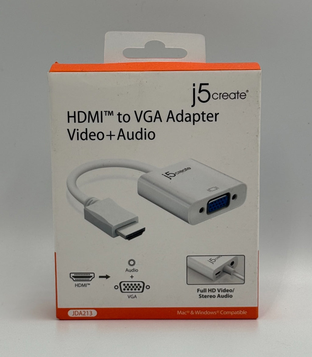 New J5create JDA213 White HDMI to VGA Adapter Video Audio Converter Mac Windows