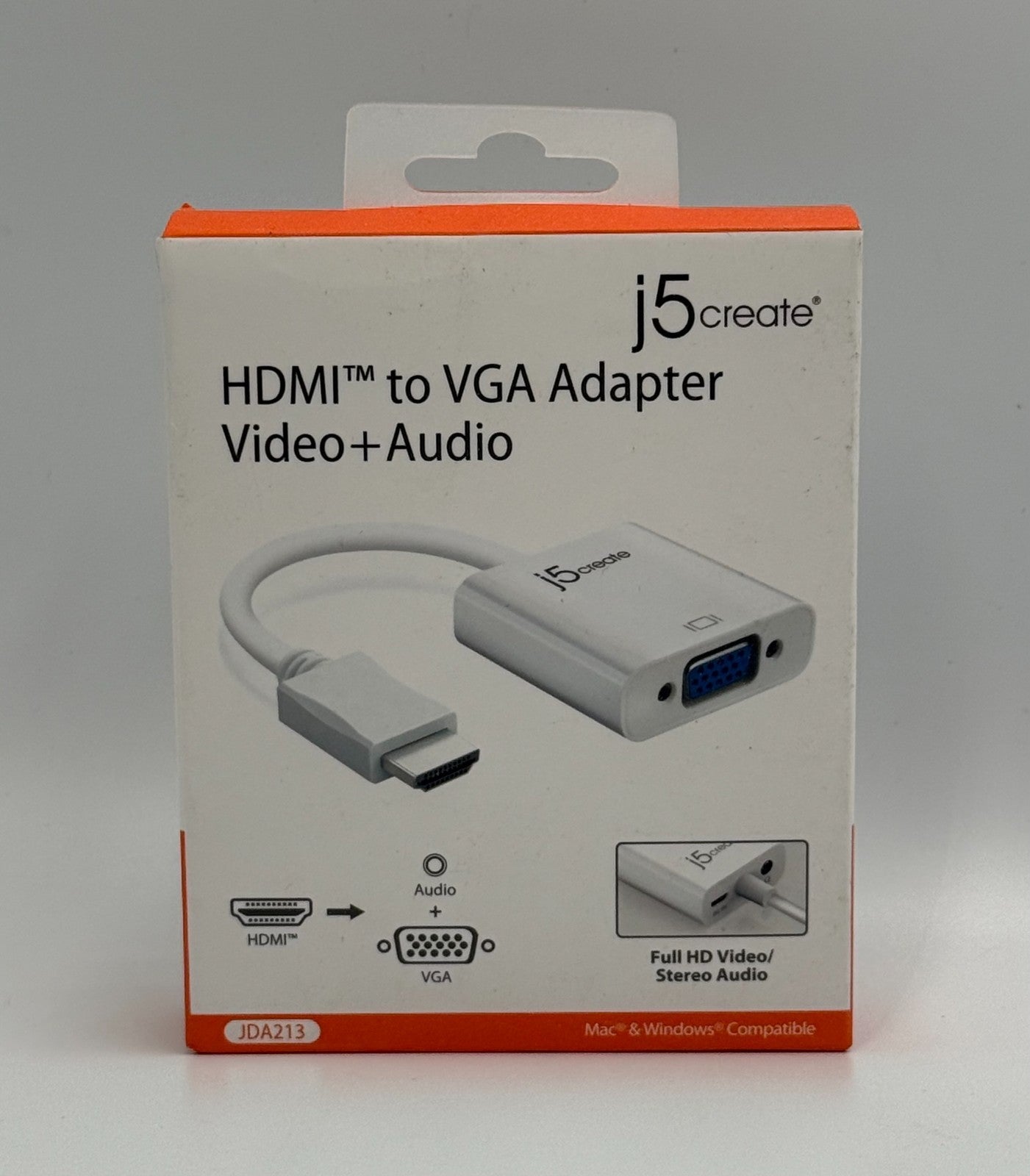 New J5create JDA213 White HDMI to VGA Adapter Video Audio Converter Mac Windows