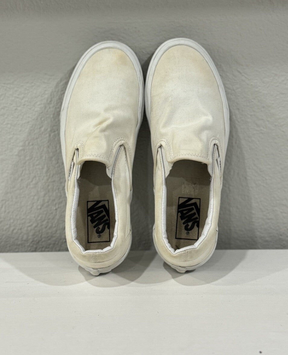 Vans Classic All Double White Sneakers Slip-On Men’s 6.5 Size & Women’s Size 8