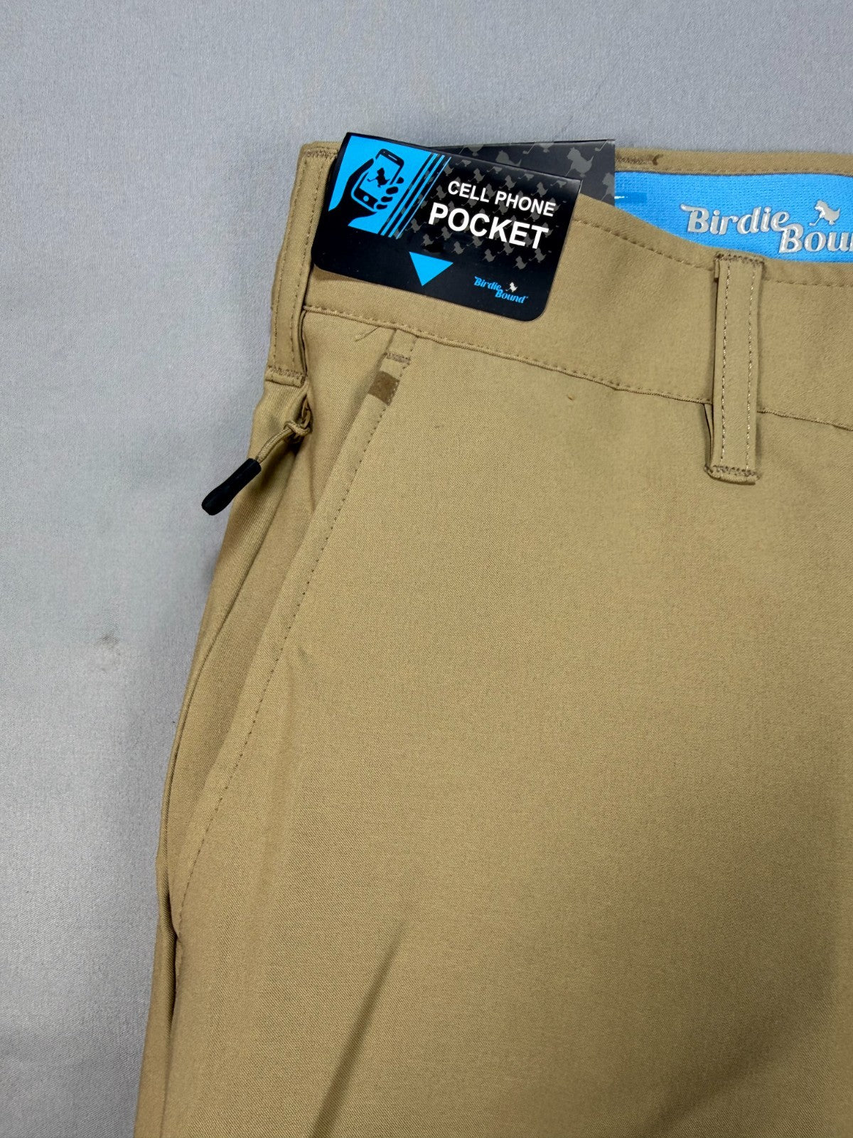 NWT Birdie Bound Golf Pants Men's 32X32 Beige Flat Front Lightweight Performance