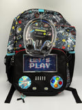 Locker Club Kids Gamer School Backpack Let's Play Controller Print W/Headphones