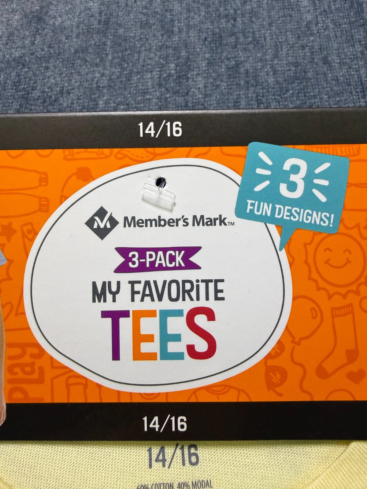 NWT Member's Mark My Favorite Active Tees Girls 14/16 Multicolor Preppy - 3-Pack