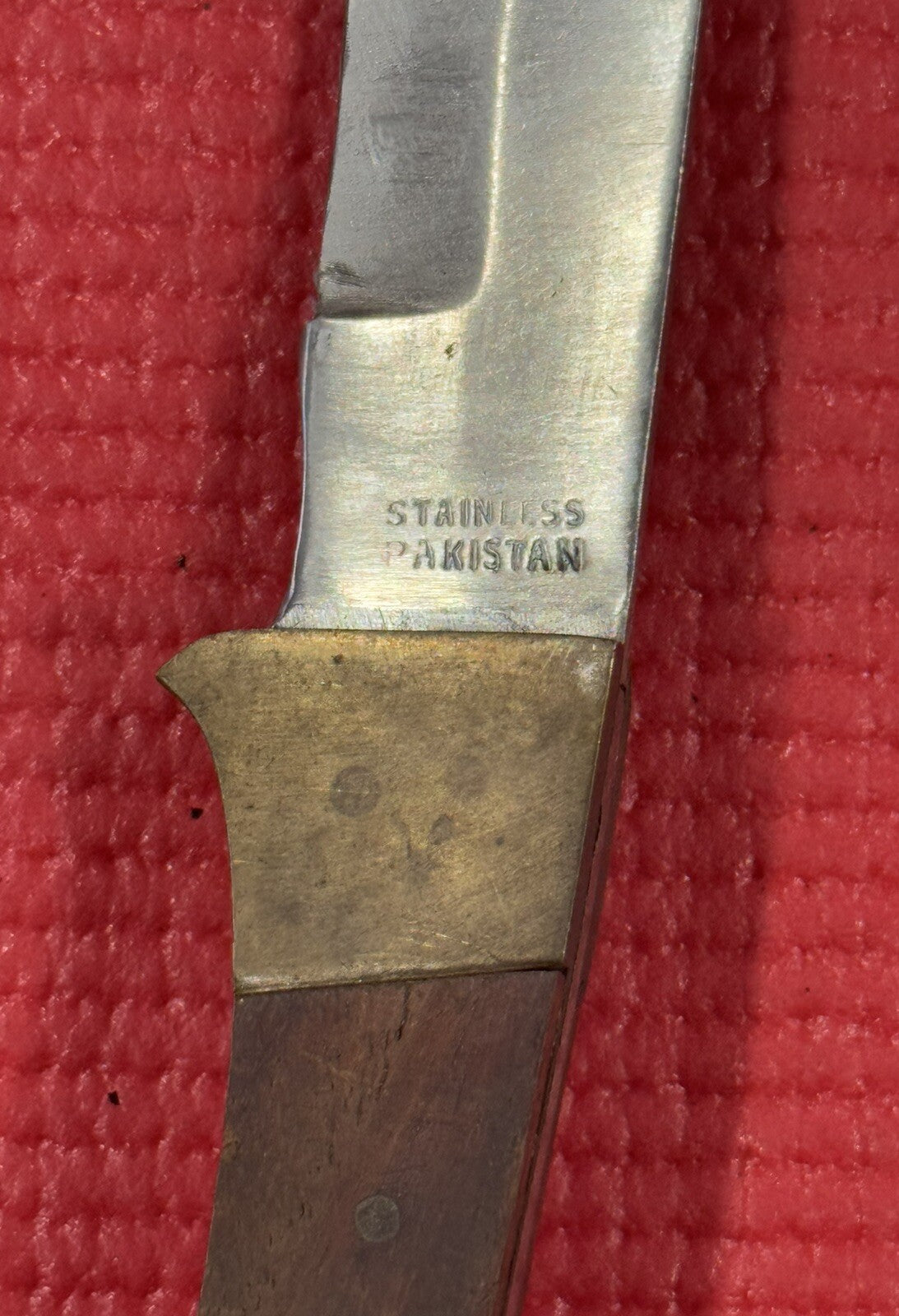 Vintage Single Folding Blade Pocket Knife 4"Pakistan Stainless Brass Wood Handle