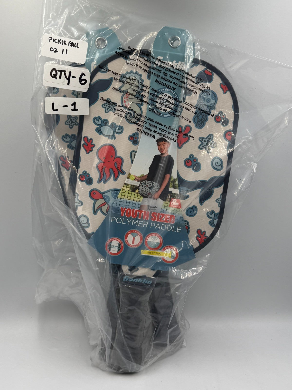 New Franklin Youth Pickleball Paddle Sea Creature Polymer Core Leo Chun Racquet