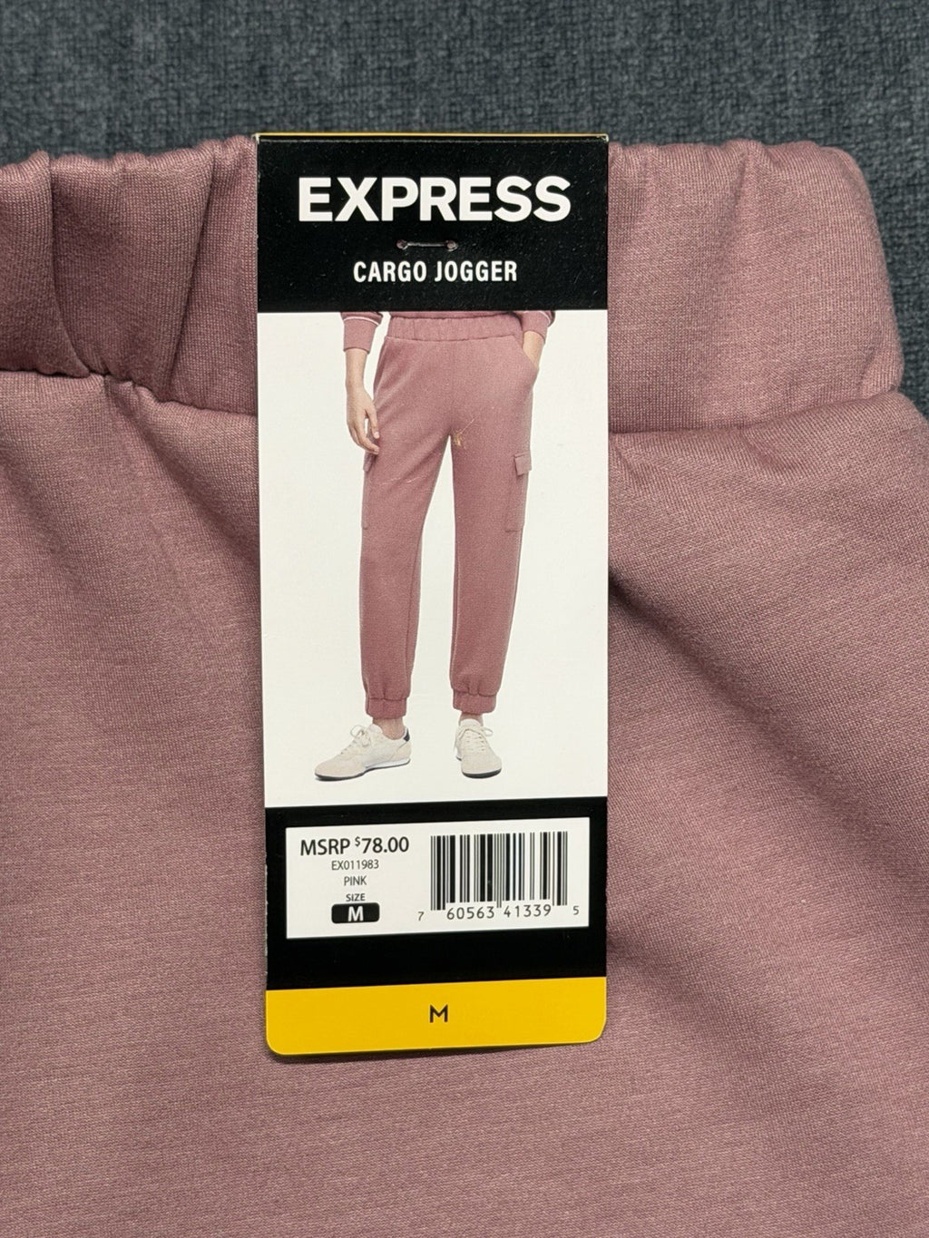 Express V Neck Pullover and Cargo Jogger Set Pink Women's Size Medium | NEW