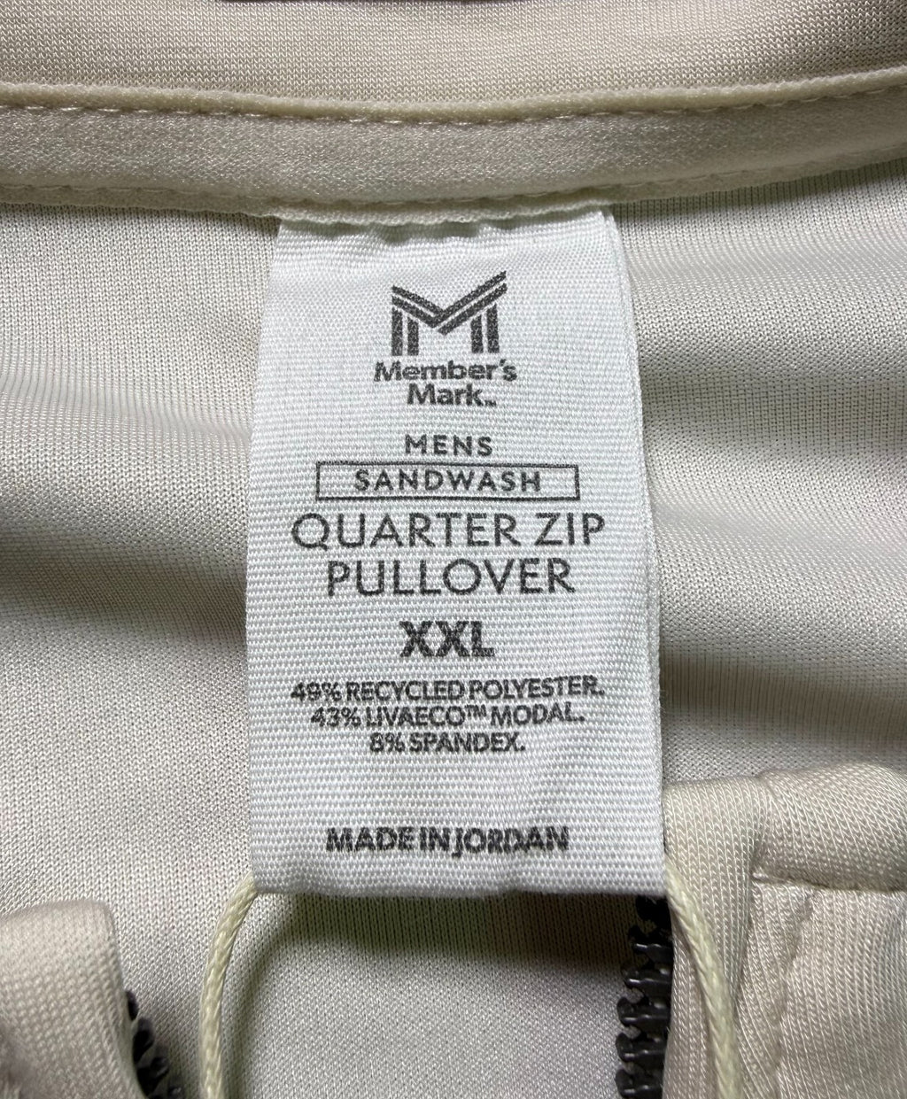 NWT Member's Mark Quarter Zip Pullover Sweatshirt Men's 2XL Beige Long Sleeve