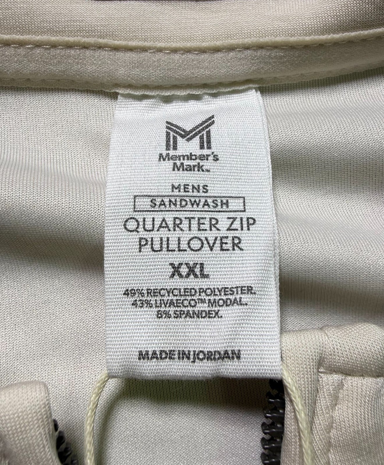 NWT Member's Mark Quarter Zip Pullover Sweatshirt Men's 2XL Beige Long Sleeve
