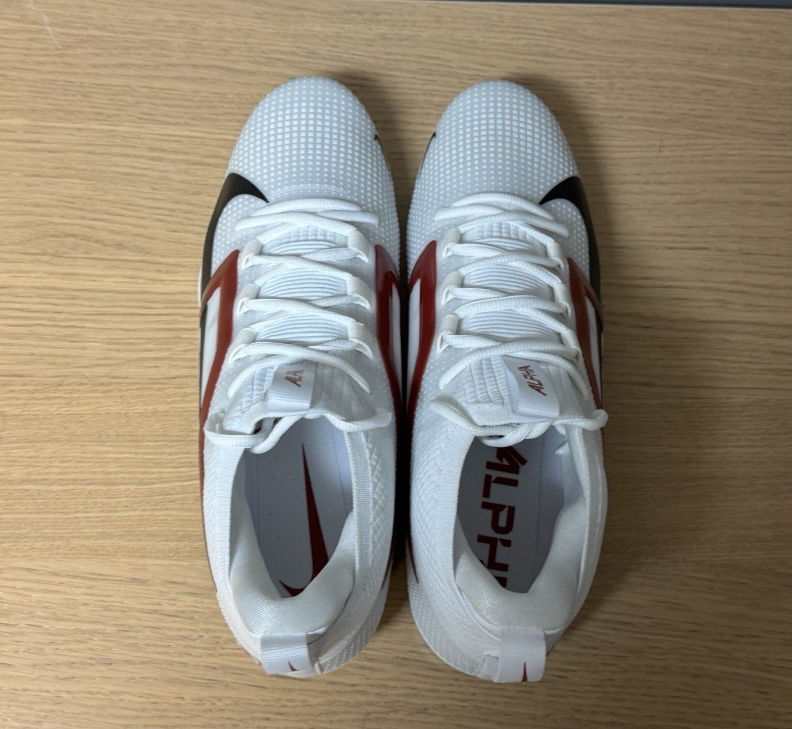 NEW Nike Alpha Menace 4 Elite Football Cleats White | Red MEN'S SIZE 13.5