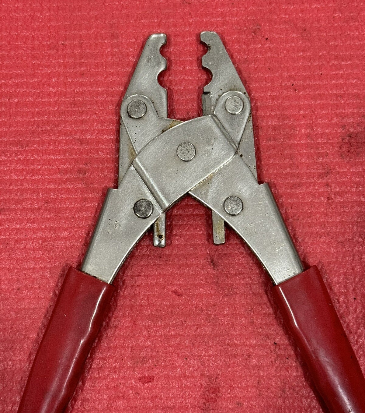 Vintage Professional Hex Coaxial Cable Crimping Connector Tool Red Coated Handle