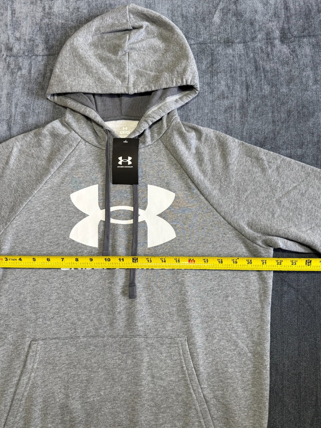 NWT Under Armour Rival Fleece Logo Hoodie Men's Small Gray Long Sleeve Pullover