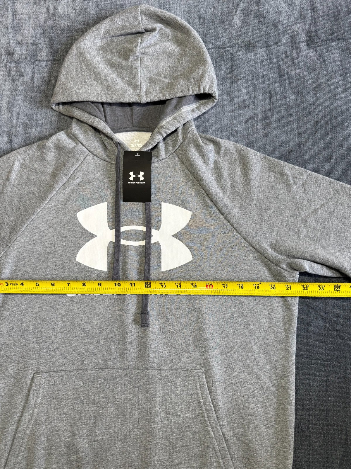 NWT Under Armour Rival Fleece Logo Hoodie Men's Small Gray Long Sleeve Pullover