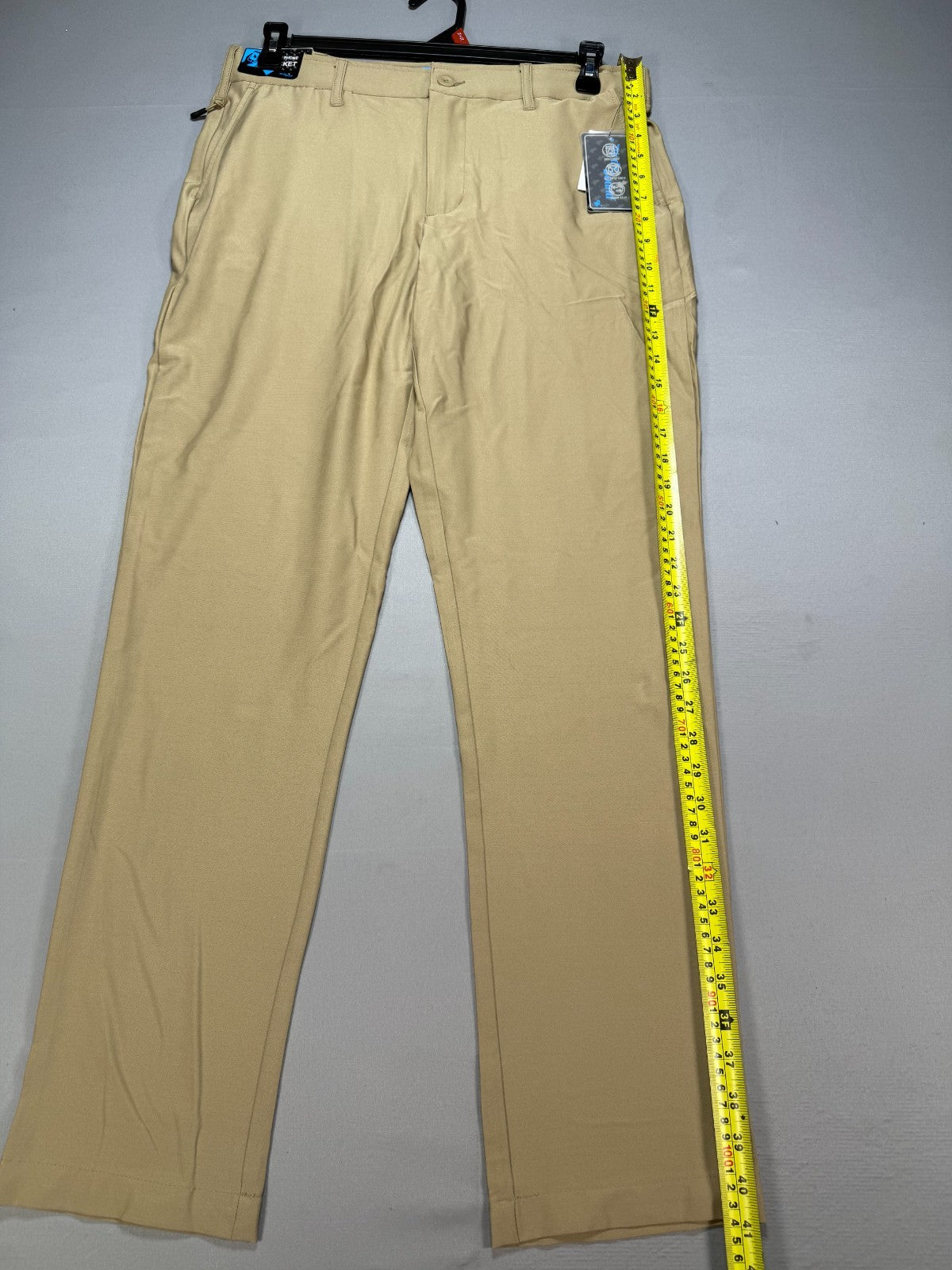 NWT Birdie Bound Straight Leg Pants Mens 34x32 Beige Flat Front Lightweight Golf
