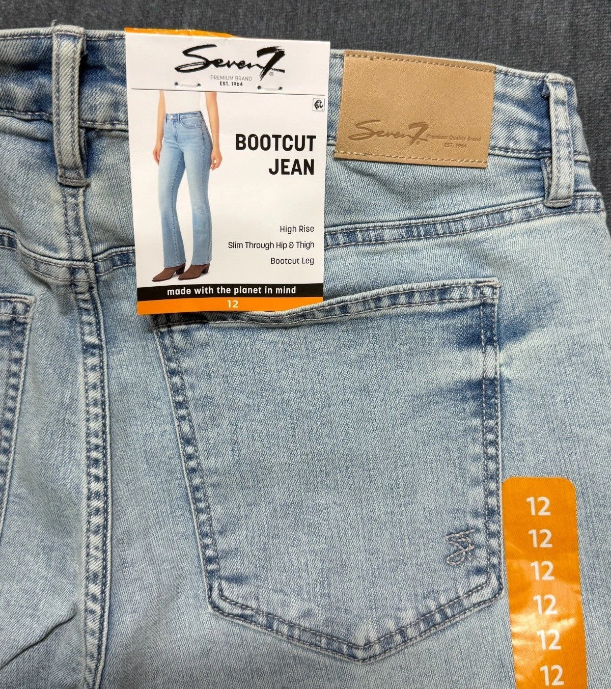 NWT Seven7 Bootcut Jeans Women's 12 Light Blue Denim High-Rise Casual Hipster