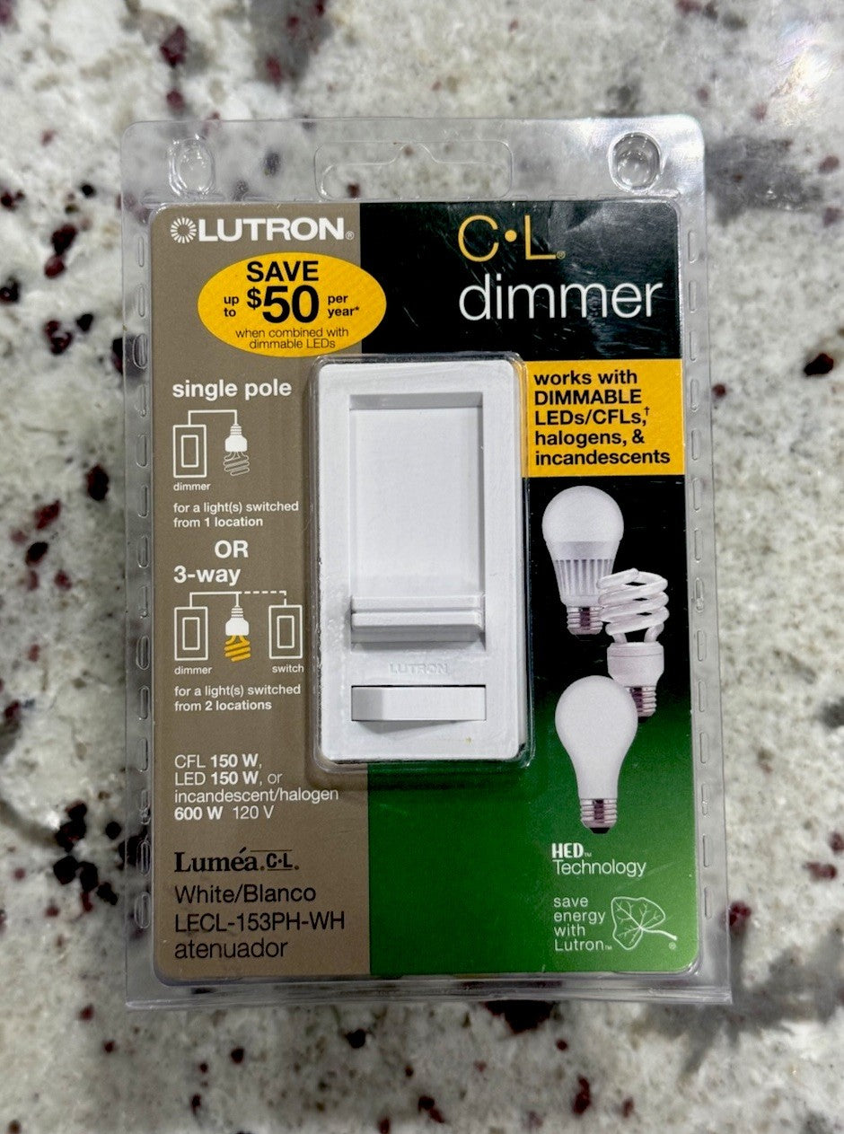 Lutron LECL-153PH Lumea C•L Single Pole/3-Way, Preset Dimmer White LECL-153PH-WH