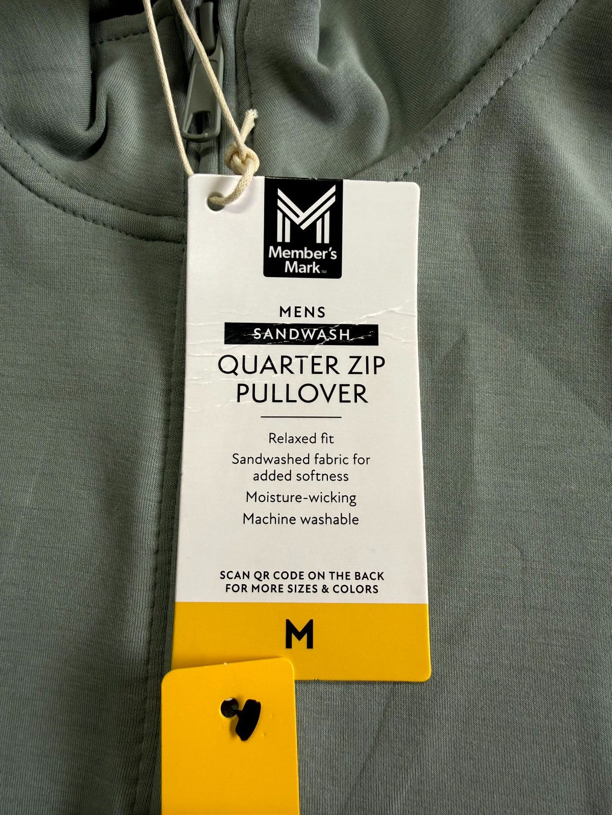 NWT Member's Mark Men’s Sandwash Quarter-Zip Pullover Sweatshirt Medium Green