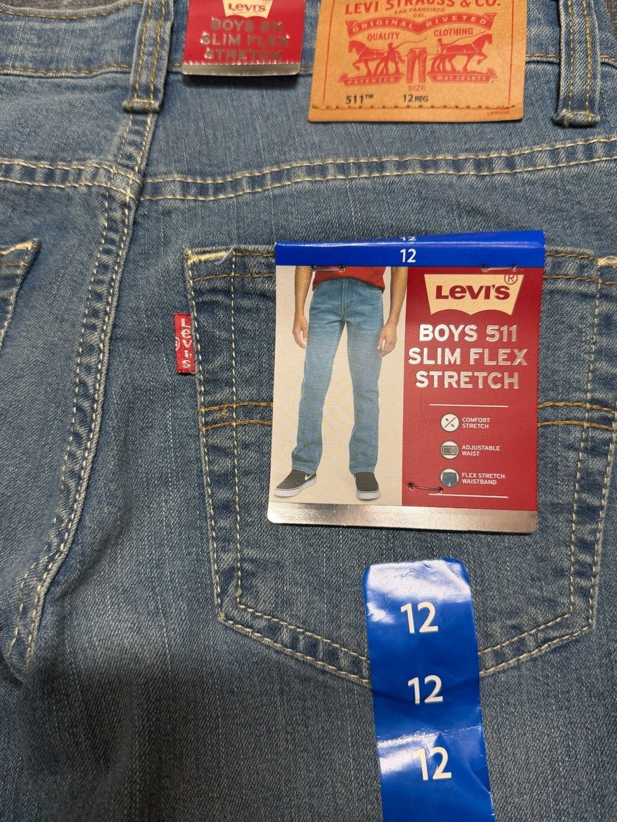 NWT Levi's 511 Slim Flex Stretch Jeans Boys 12 West Lake Comfort Stretch Pockets