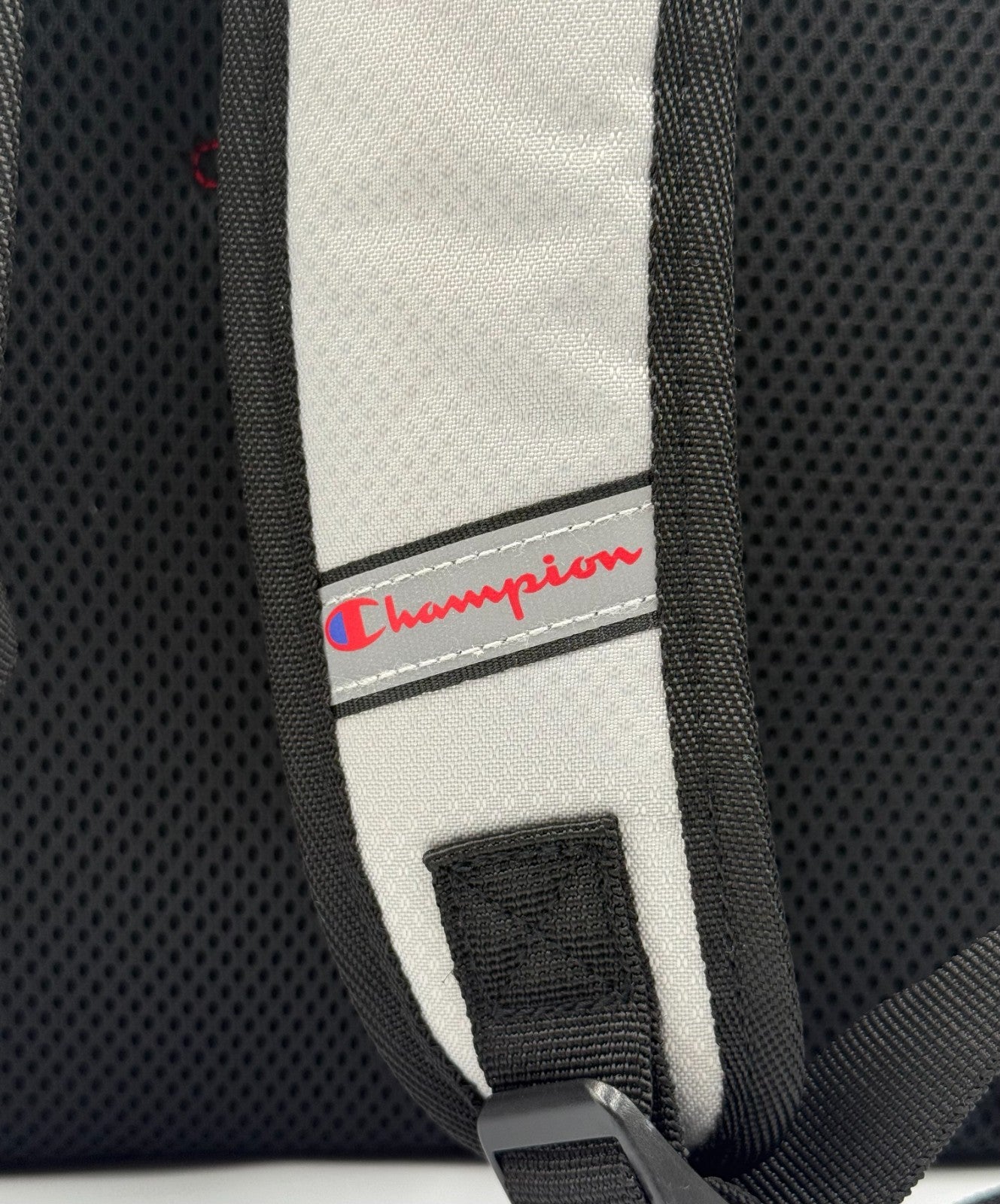 NWT Champion Center Backpack Gray Black Red Fits 17" Laptop School Travel Bag