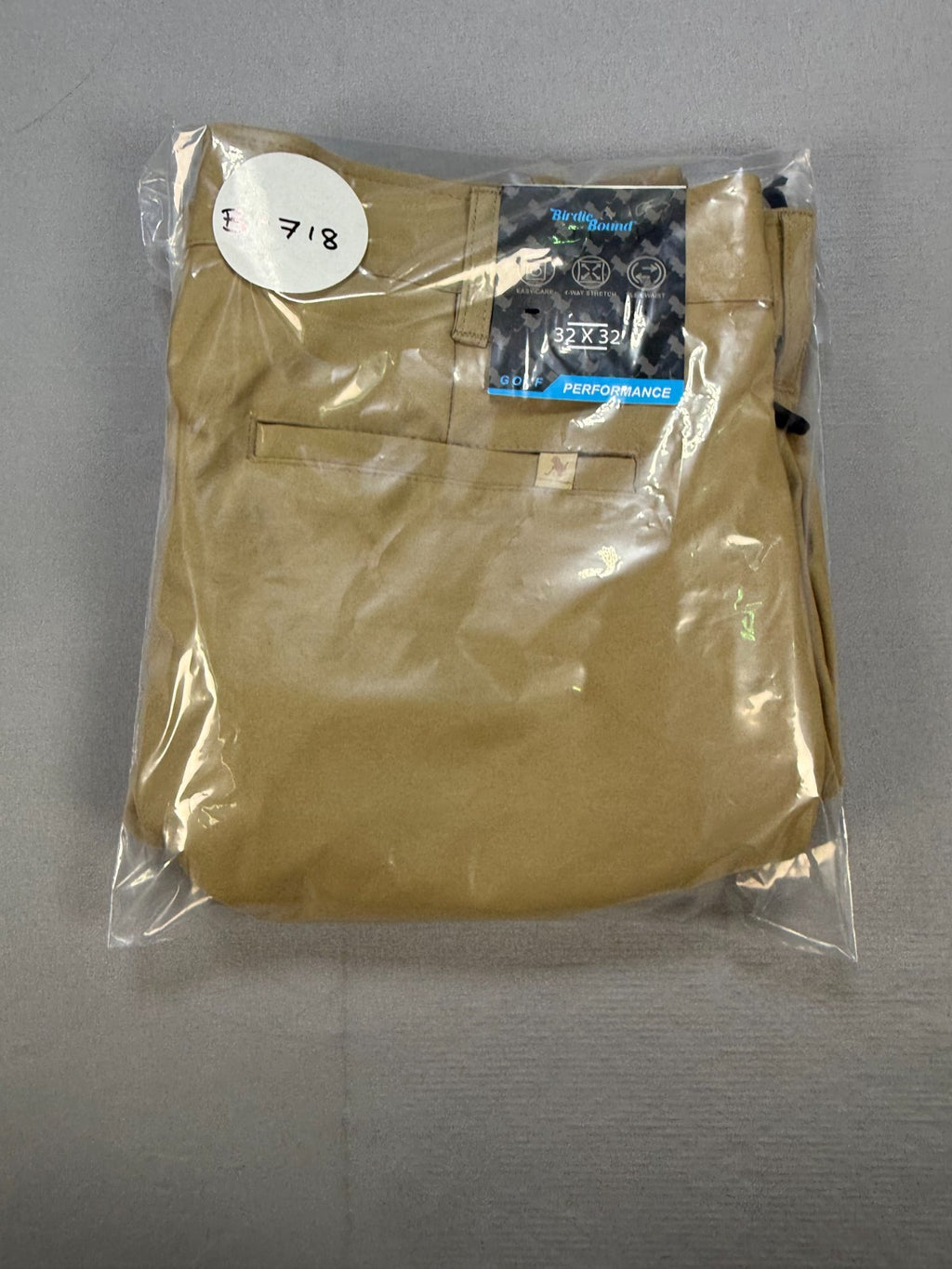 NWT Birdie Bound Golf Pants Men's 32X32 Beige Flat Front Lightweight Performance
