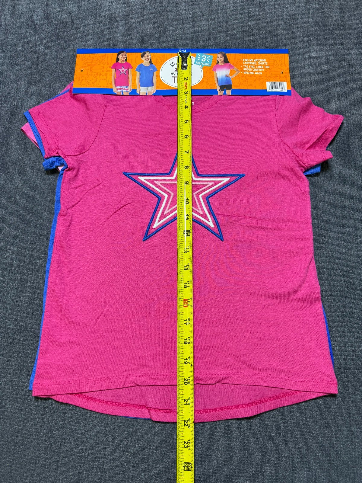 NWT Member's Mark My Favorite Active Tees Girls 10/12 Multicolor Preppy - 3-Pack