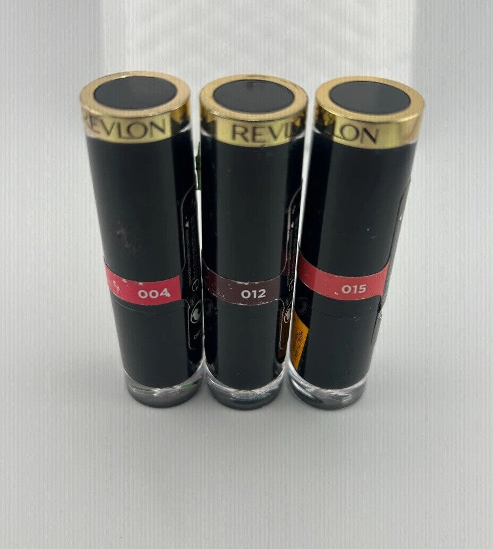 Lot of 3 Revlon Super Lustrous Glass Shine Lipstick Shades #004 - #012 - #015