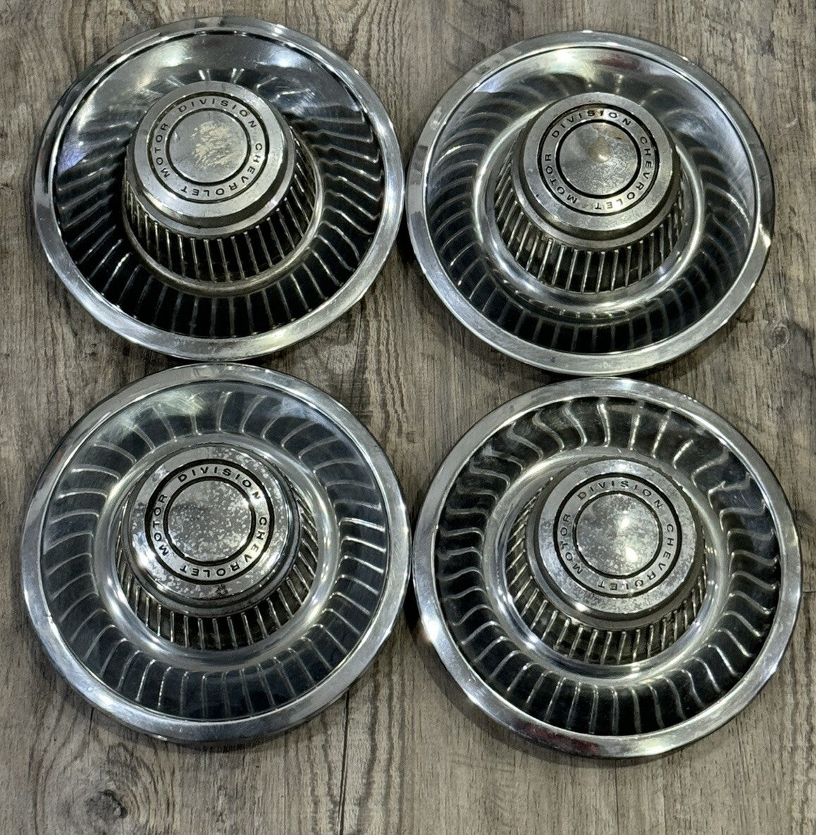1968-82 Chevrolet Rally OEM Wheel Center Hub Caps Corvette Camaro 4 PC SET