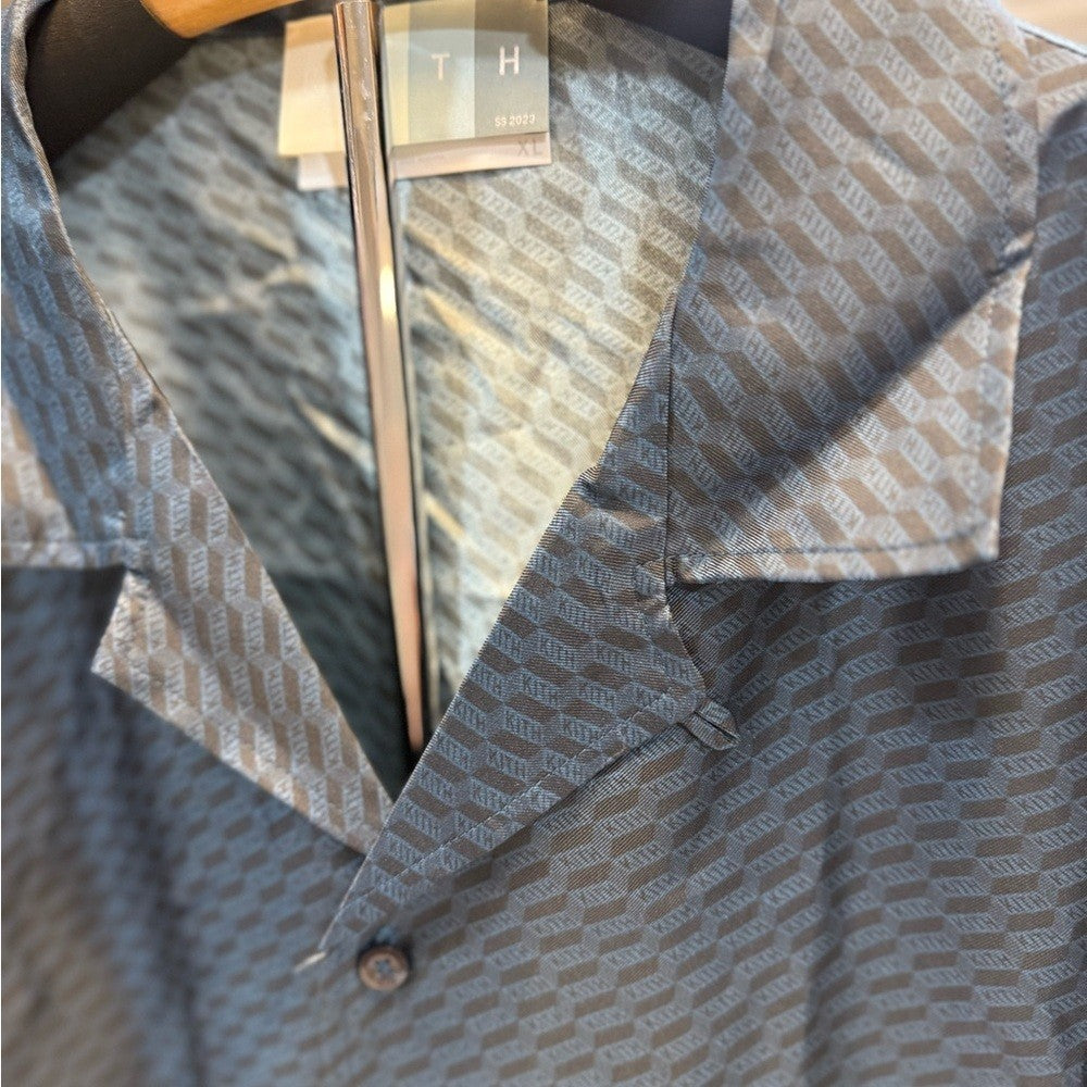 Kith Monogram Silk Men's Blue Button-Up shirt Size XL NEW