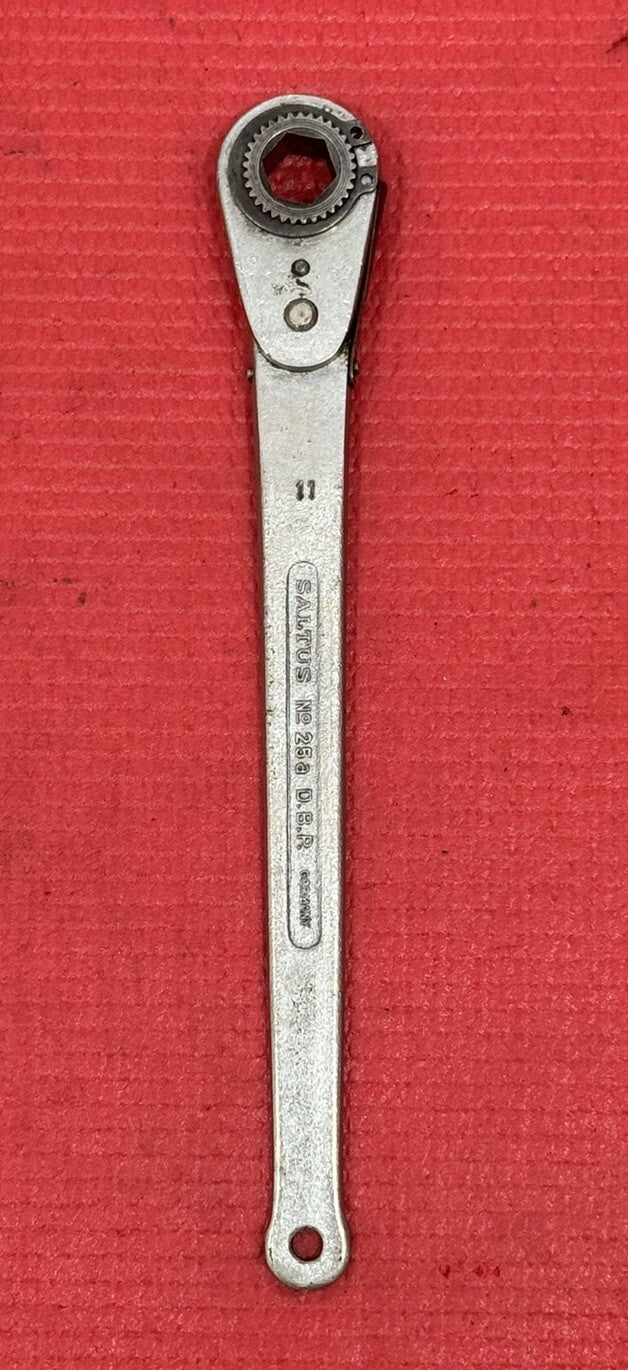 Vintage Saltus No. 25a Chrome Ratchet Spanner Metric 11MM D.P.B. Made in Germany