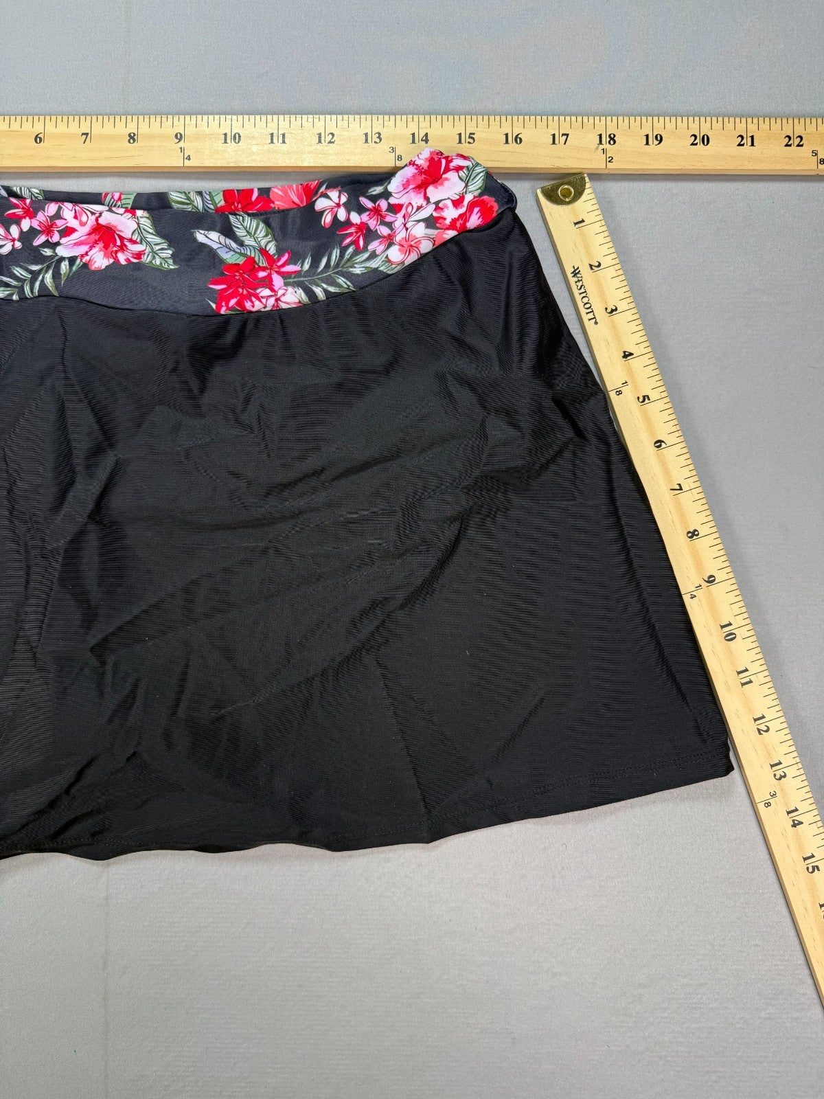 Gracyoga Two Piece Tankini V-Neck Swimsuit Women XL Black Pink Floral Skirt