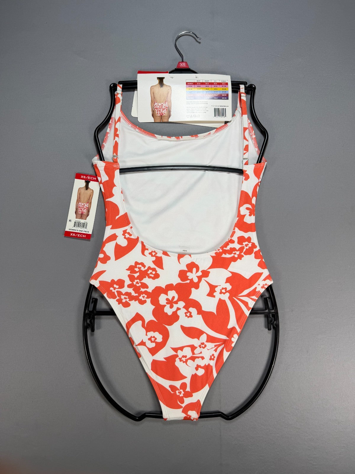 NWT Billabong One-Piece Swimsuit Women XS Orange Floral Sleeveless Summer Beach