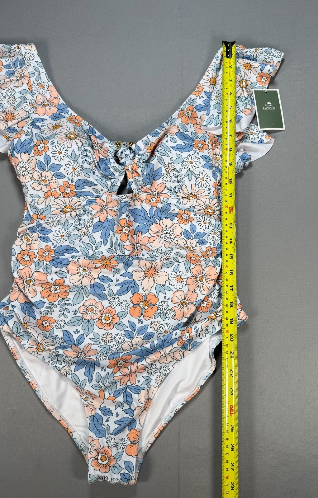 Eomenie One Piece Swimsuit Women's Large Blue Floral Tummy Control Bathing Suit