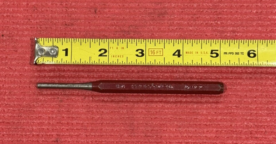 Vintage Craftsman 42884 5/32 Red Pin Punch  5" Inch Long Made In USA