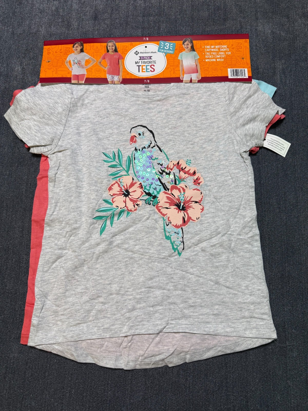 NWT Member's Mark My Favorite T-Shirts Girls 7/8 Multi Short Sleeve - Lot of 3