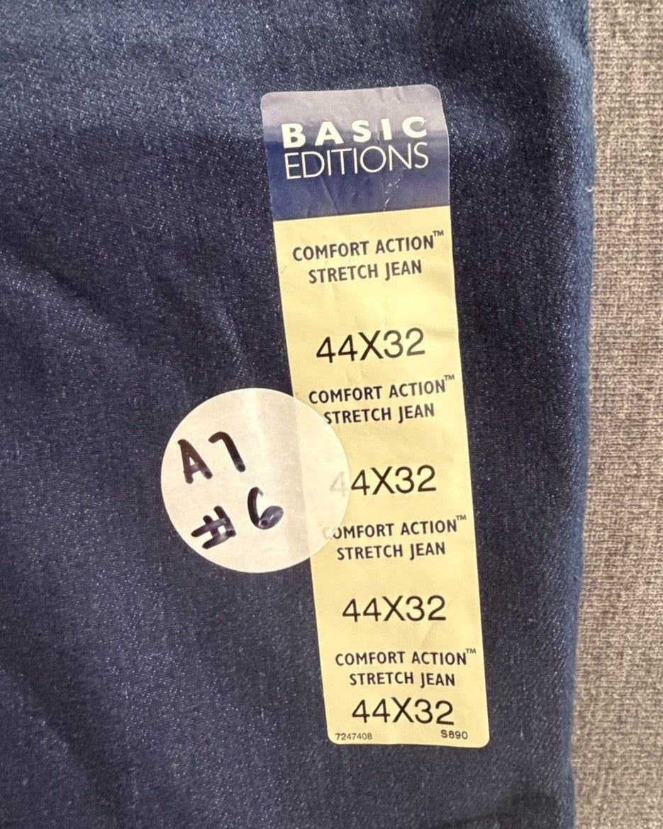 Basic Editions Men’s 44X32 Comfort Action Stretch Jeans Denim Blue Jeans NWT